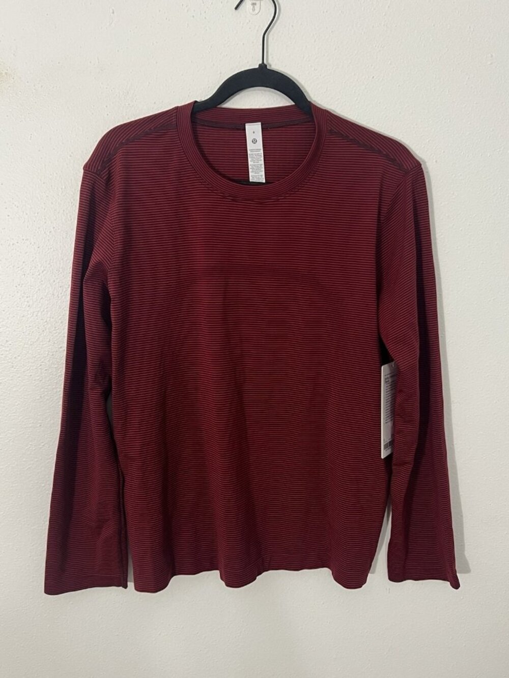 NWT Lululemon Swiftly Tech Relaxed Long Sleeve Shirt Red Striped Size 8